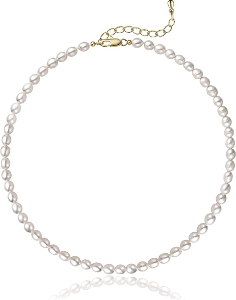 Pearl Trim Chain - Pearl Necklace 5-7mm Oval White Pearls
