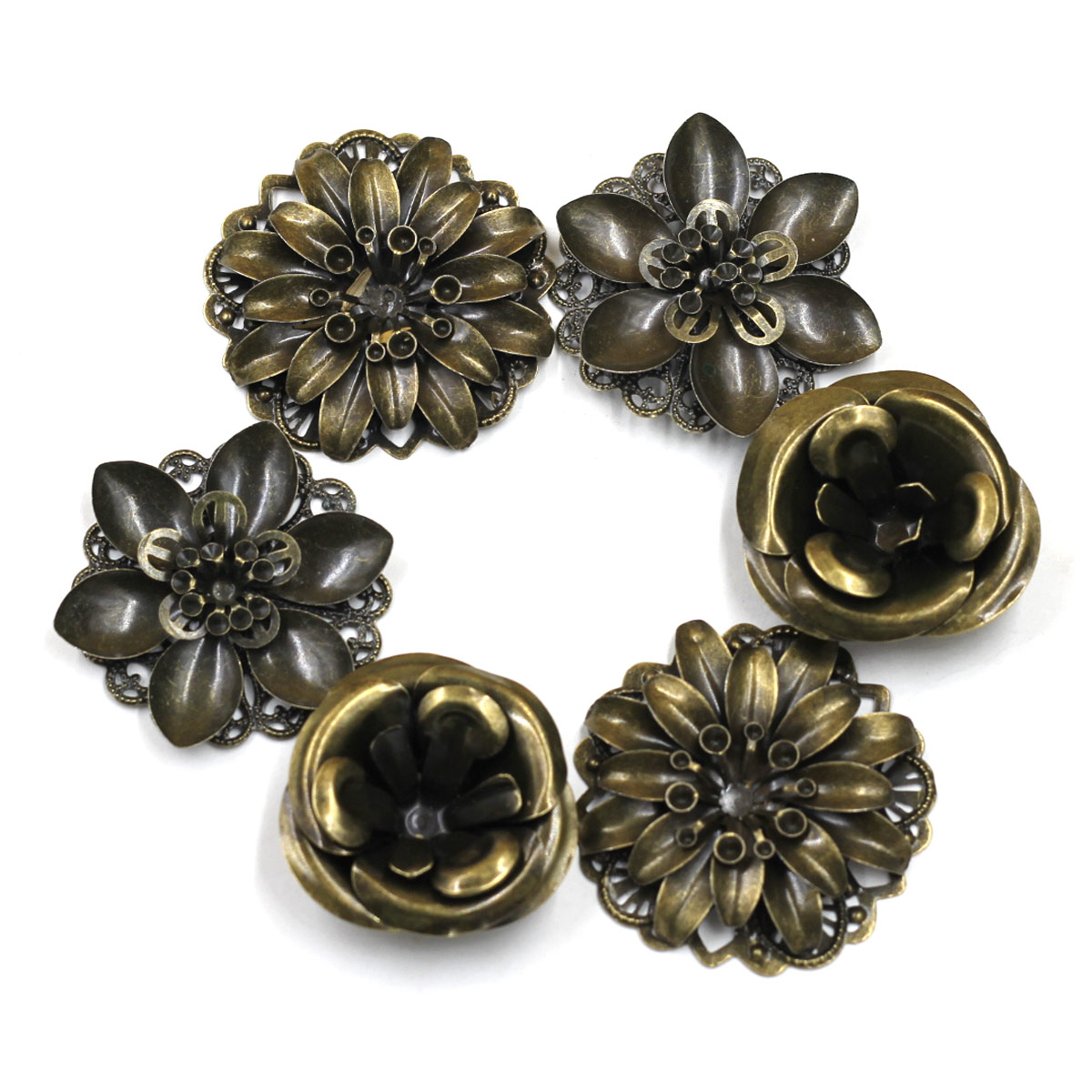 Craft Embellishments - 6Pcs Embellishments Combination Flower Pattern Filigree