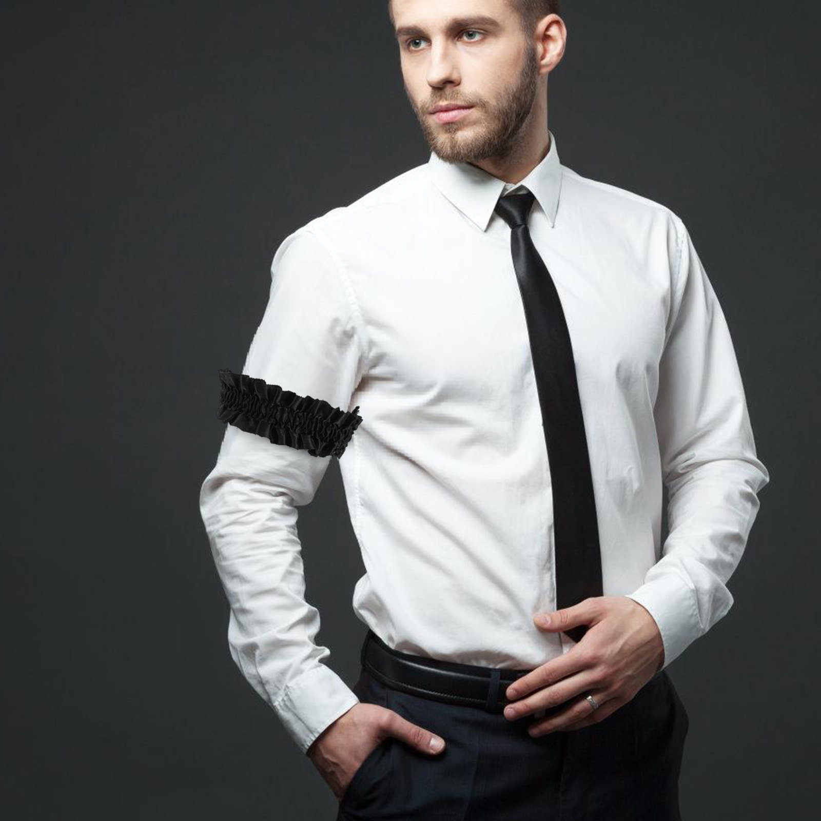 Elastic Lace Trim - 3Pairs Satin Elastic Sleeve Garters Men