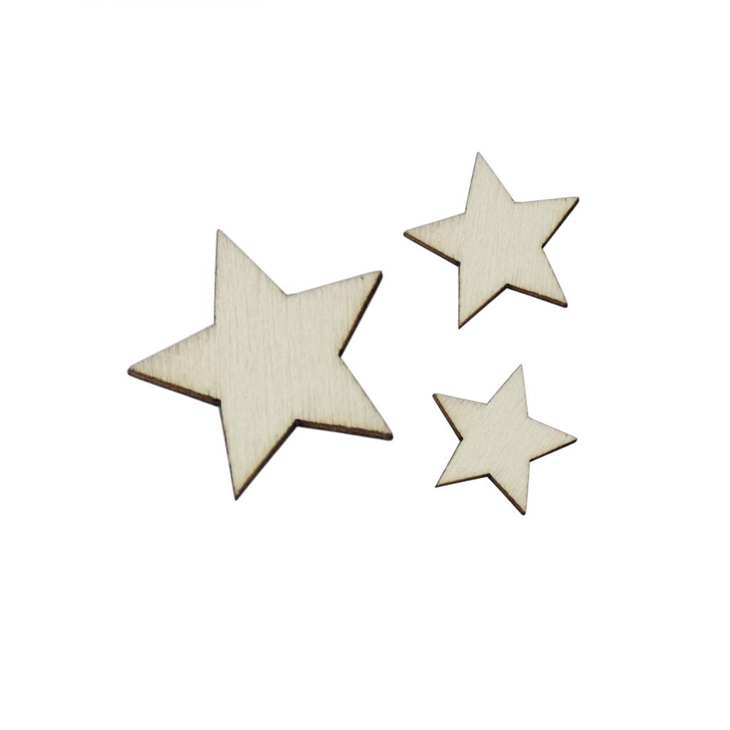 Craft Embellishments - Basswood Craft Star Slices Natural Wood