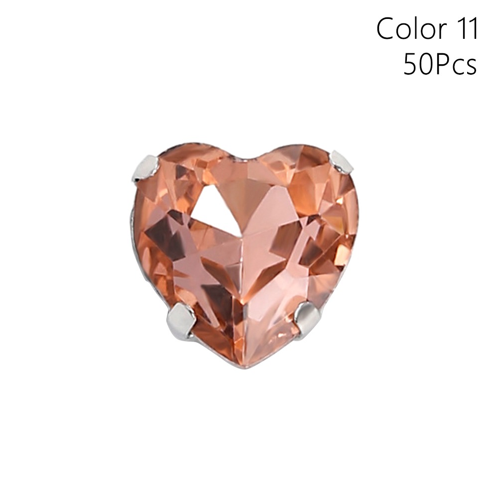 Sew On Rhinestone - 50Pcs/Pack Heart Shape Glitter Sewing Rhinestones