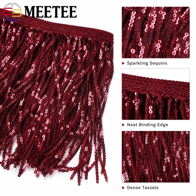 3/5Yards 20cm Sequin Tassel Fr - Fringe Ribbon Sewing ulasan dan harga