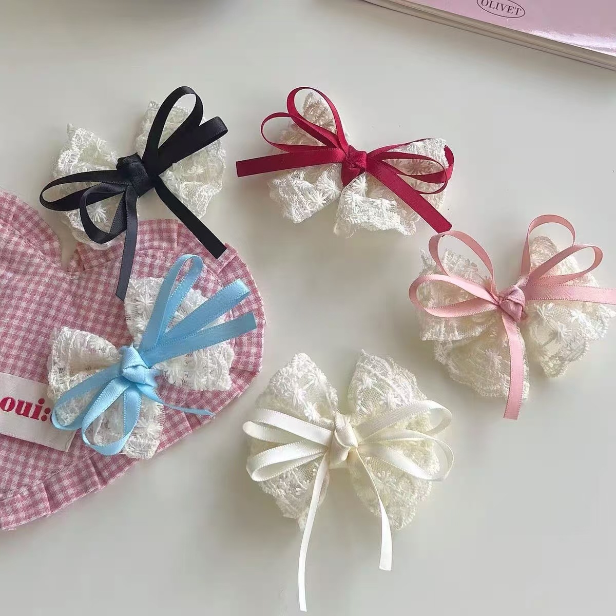 2Pcs Elegant Lace Bow Hairpins - Lace Ribbon Trim ulasan dan harga