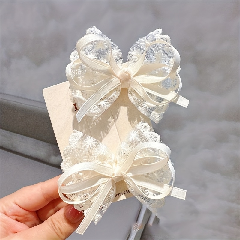 2Pcs Elegant Lace Bow Hairpins - Lace Ribbon Trim ulasan dan harga