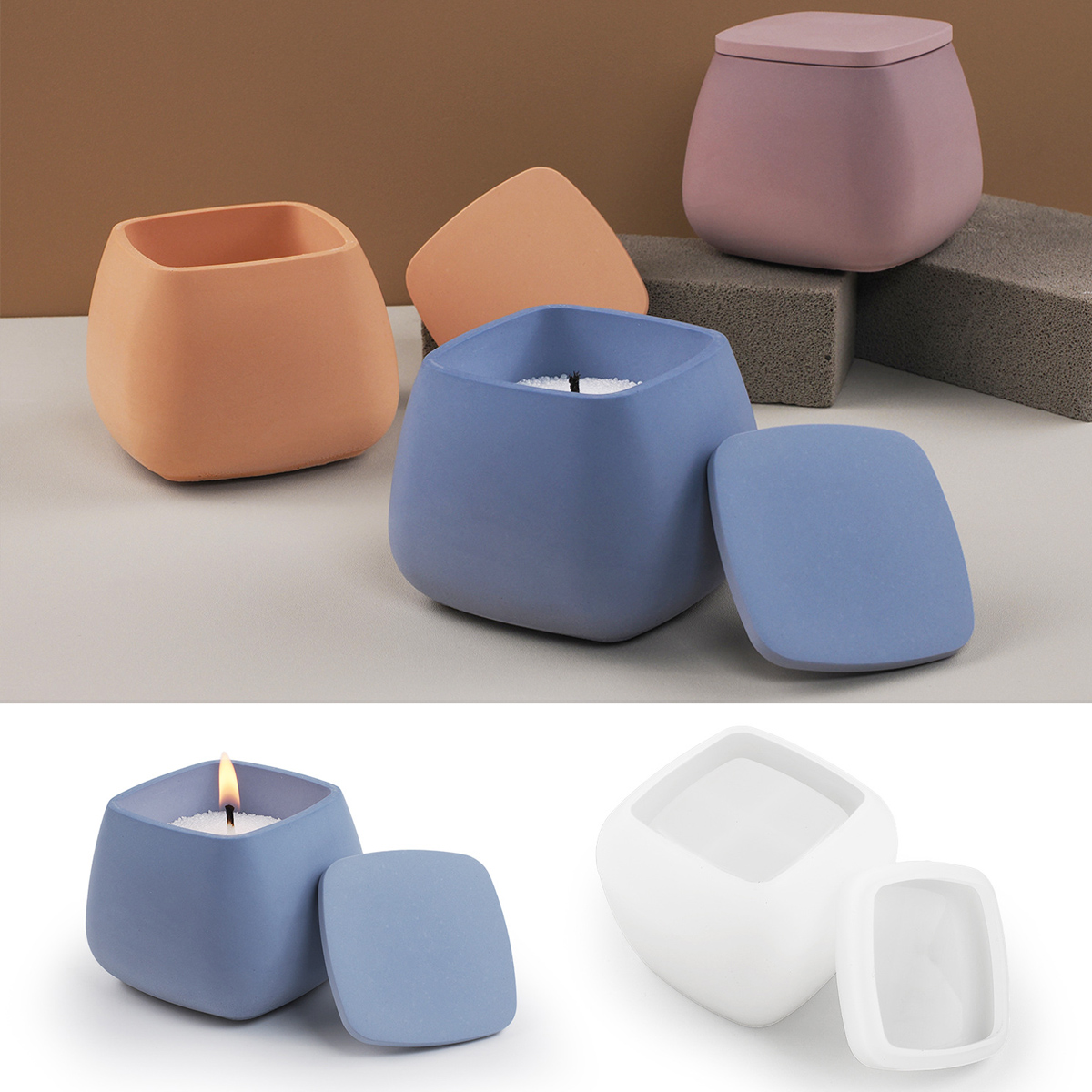 Square Candle Jar Silicone Mol - Craft Embellishment Storage ulasan dan harga