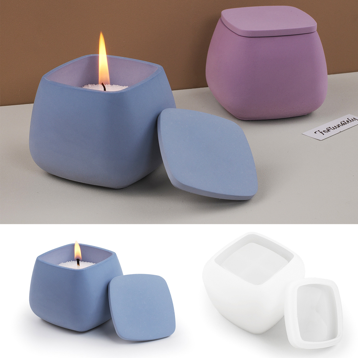 Square Candle Jar Silicone Mol - Craft Embellishment Storage ulasan dan harga