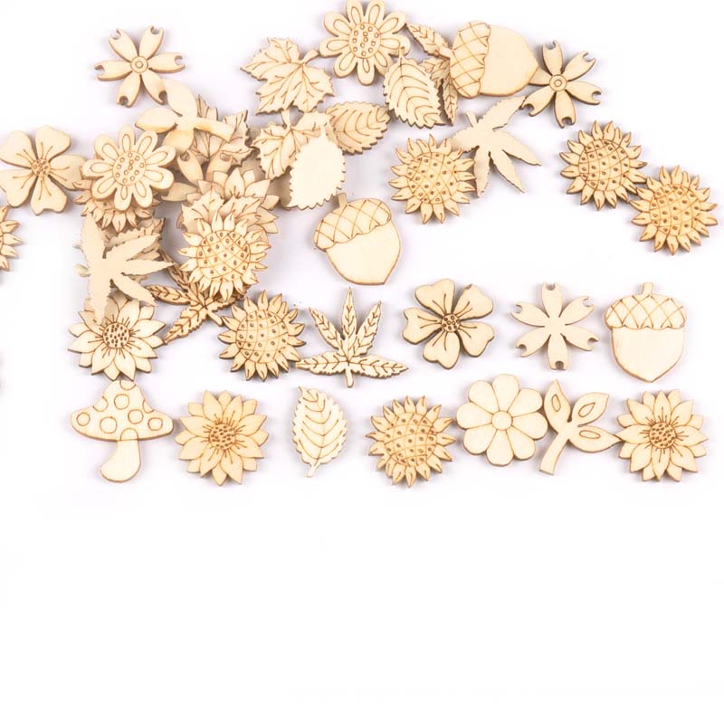 30Pcs 25-30mm Wood DIY Accesso - Embellishments For Scrapbooking ulasan dan harga