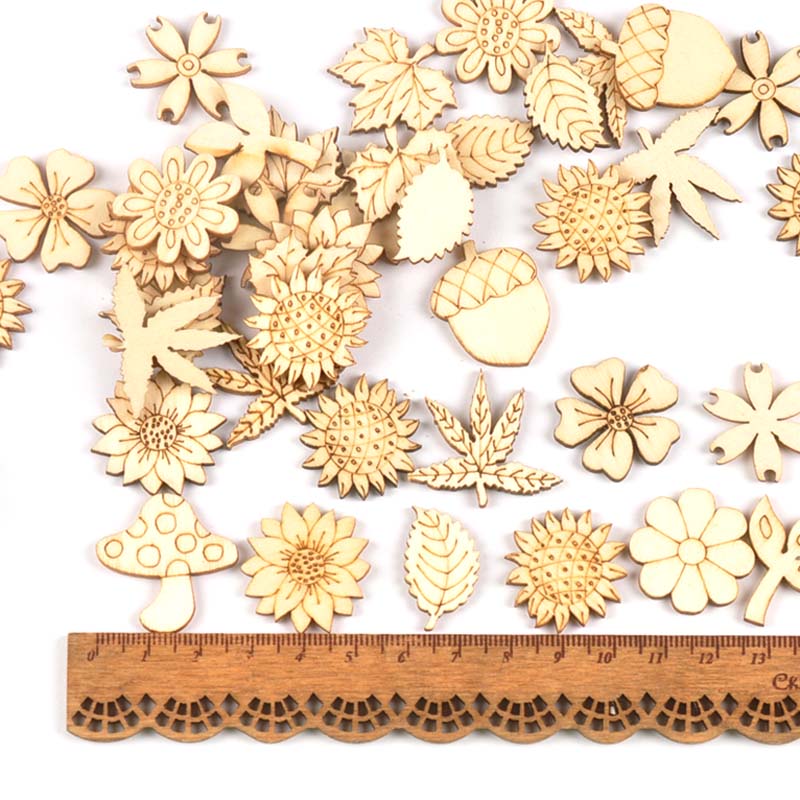 30Pcs 25-30mm Wood DIY Accesso - Embellishments For Scrapbooking ulasan dan harga
