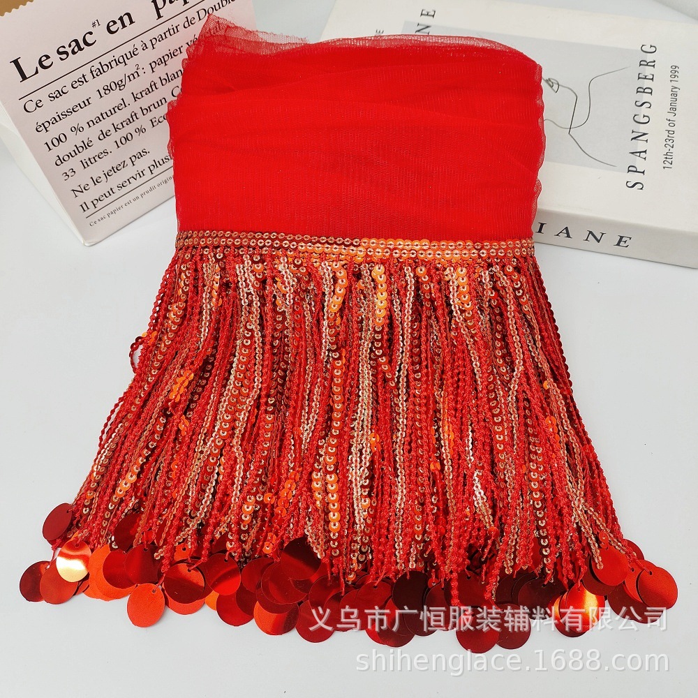 10Yards Sequins Tassel Lace Tr - Beaded Trim Fringe ulasan dan harga