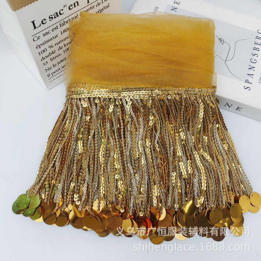 10Yards Sequins Tassel Lace Tr - Beaded Trim Fringe ulasan dan harga