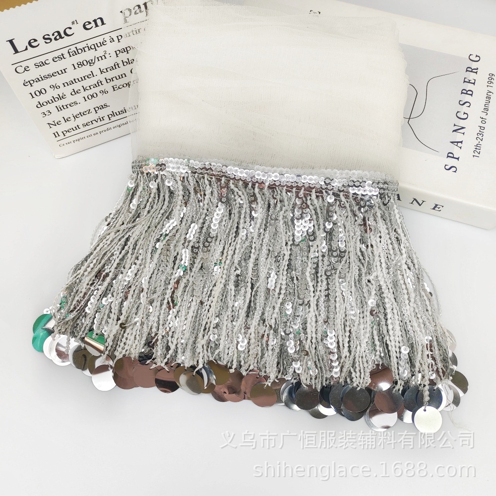 10Yards Sequins Tassel Lace Tr - Beaded Trim Fringe ulasan dan harga