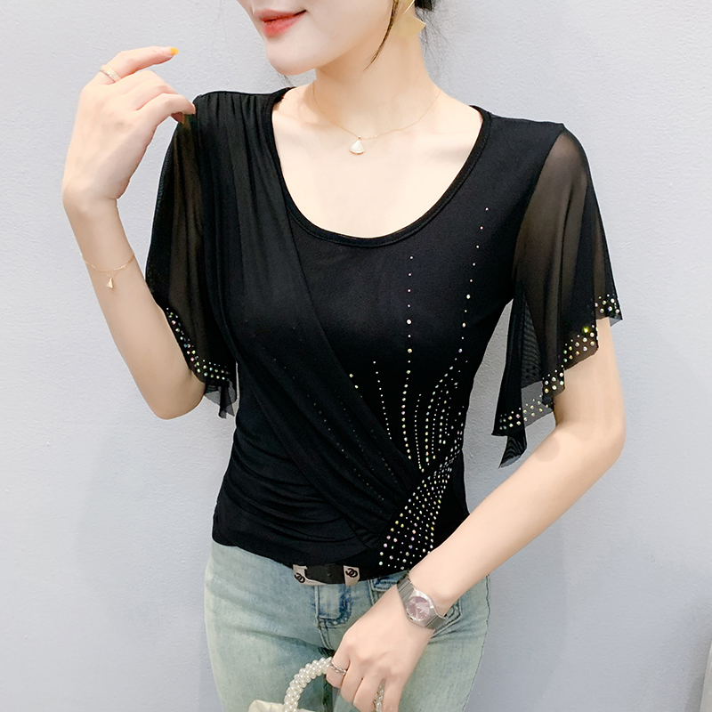 2025 Summer Women's Mesh Top:  - Beaded Trim Fringe ulasan dan harga