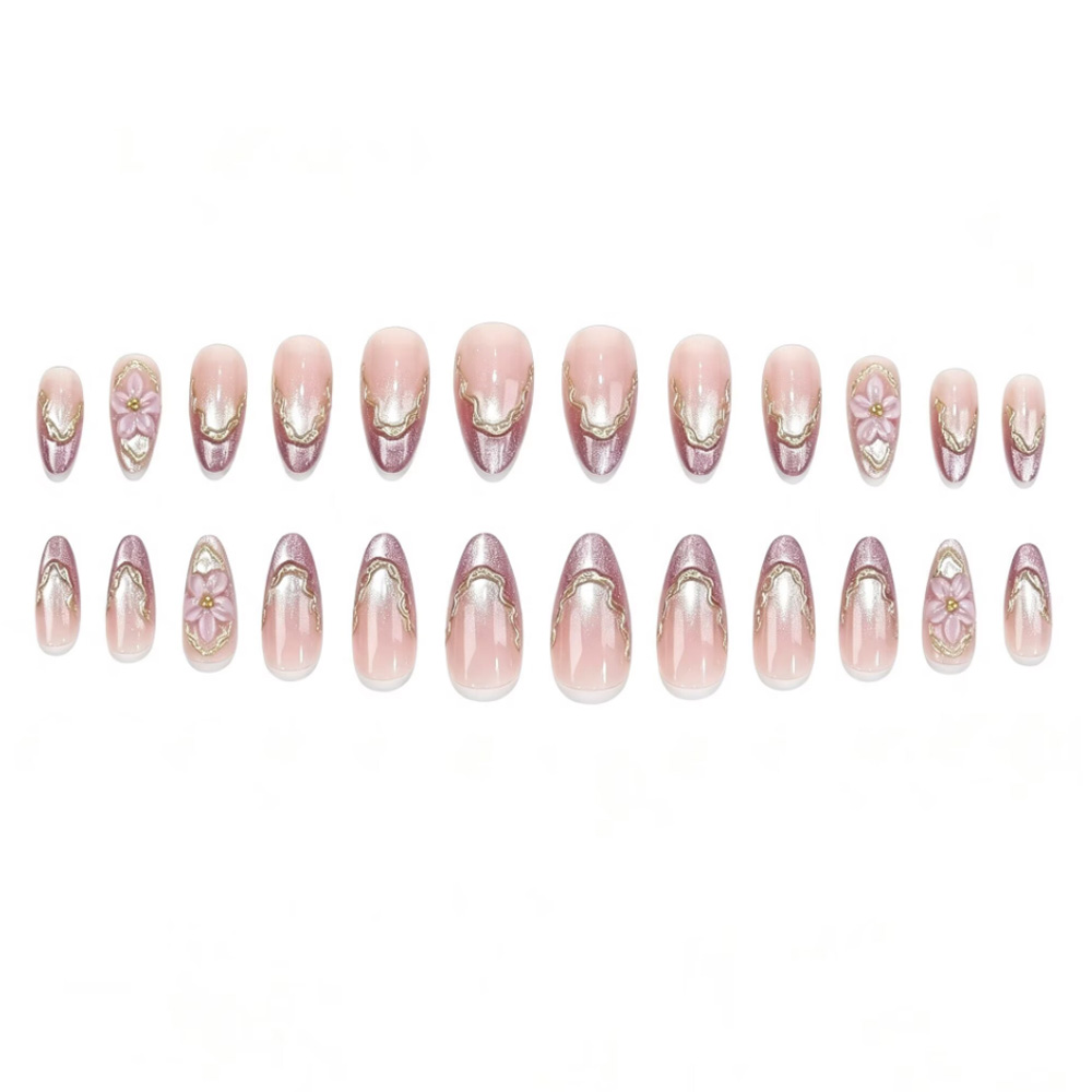 3D Flowers Fake Nails with Glo - Embroidery Embellishments ulasan dan harga