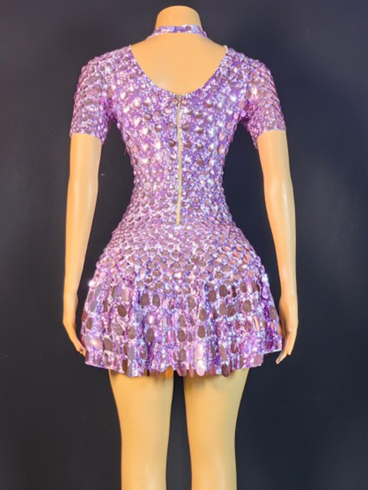 Lovely Sequins Mini Dress Sexy - Rhinestone Banding Trim ulasan dan harga