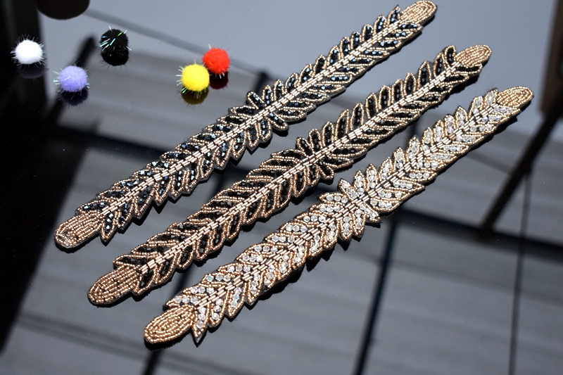 Long leaves leaf handmade appl - Beaded Trim Fringe ulasan dan harga