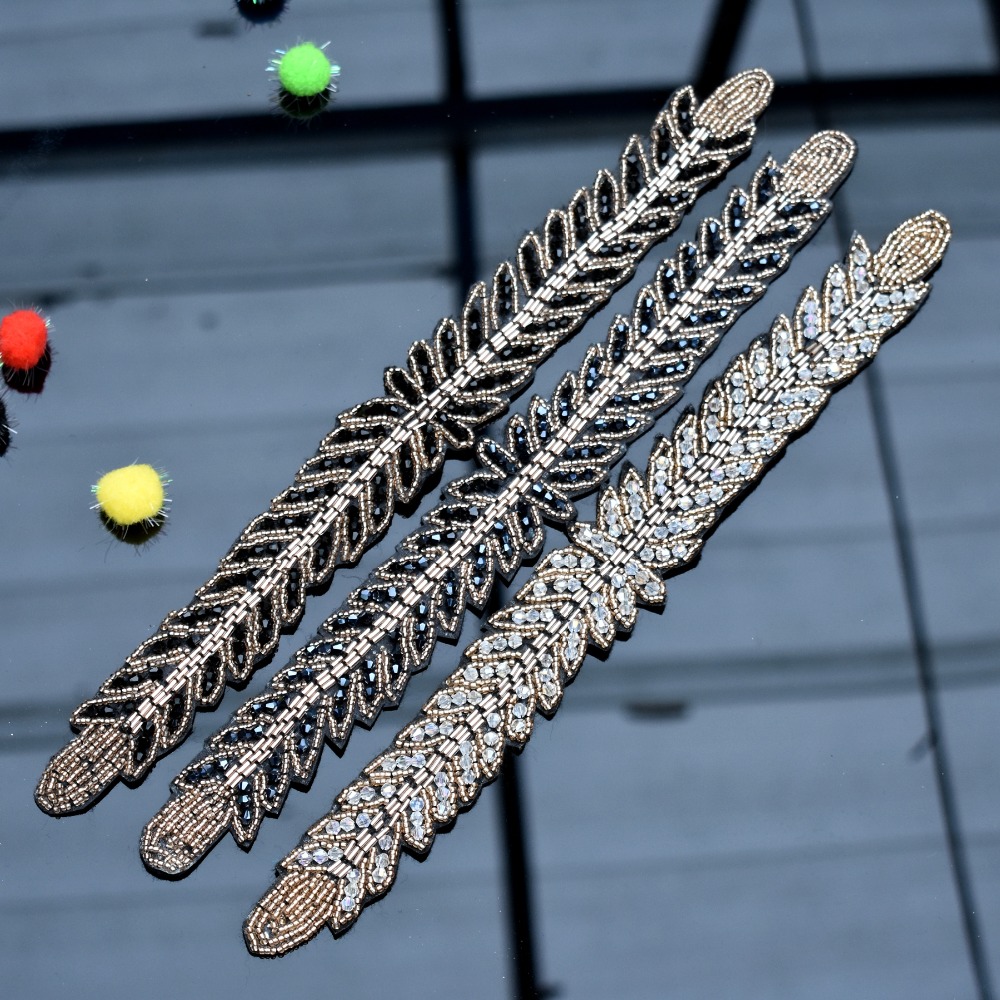 Long leaves leaf handmade appl - Beaded Trim Fringe ulasan dan harga