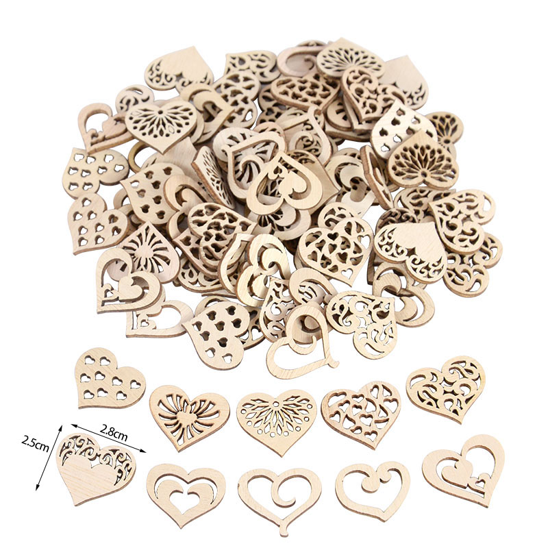 50/100pcs Hollowed Heart Patte - Craft Embellishments ulasan dan harga