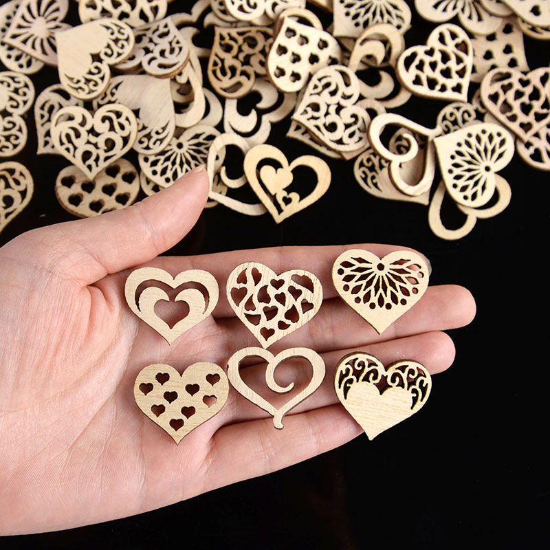 50/100pcs Hollowed Heart Patte - Craft Embellishments ulasan dan harga
