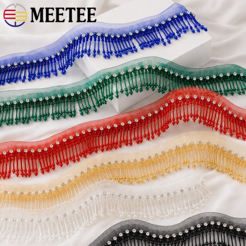 1Yard 5cm Beaded Lace Trim Fri - Beaded Trim Fringe ulasan dan harga