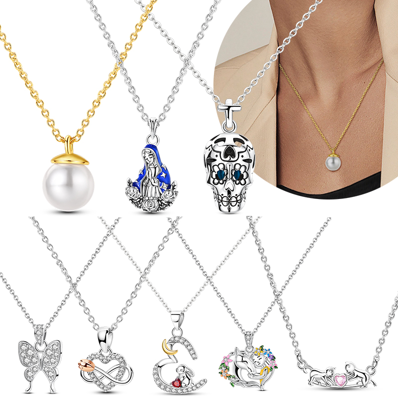 Original 925 Sterling Silver N - Pearl Trim Chain ulasan dan harga