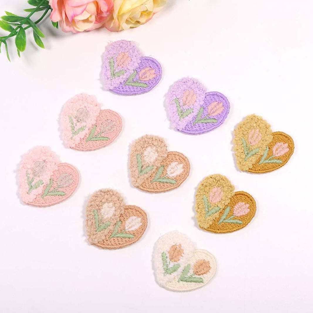 10PCS Wool Plush Love Flower A - Applique Patch Flower ulasan dan harga