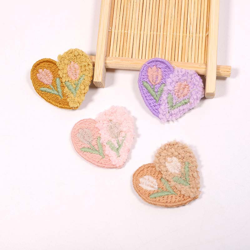 10PCS Wool Plush Love Flower A - Applique Patch Flower ulasan dan harga