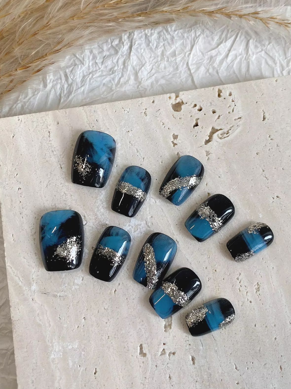 10-Pack Blue-Black Shimmer Gra - Glitter Vinyl Roll ulasan dan harga