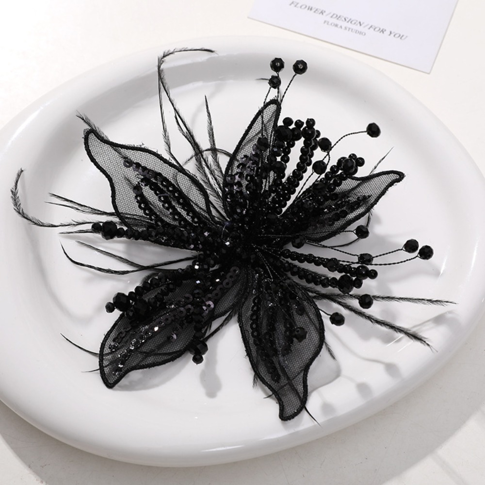 1PC Feather Pearl 3D Organza F - Applique Patch Flower ulasan dan harga