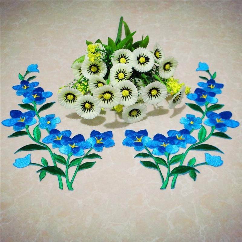 1/2pcs Nice Blue Flower Patch  - Applique Patch Flower ulasan dan harga