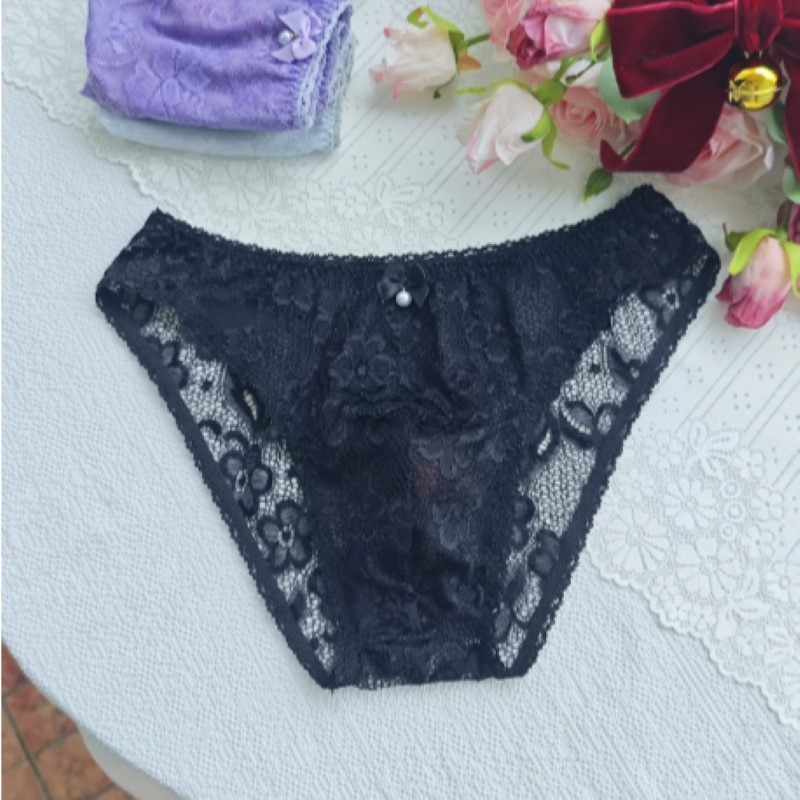 Sheer Sexy Man's Lace Panties  - Embroidery Embellishments ulasan dan harga