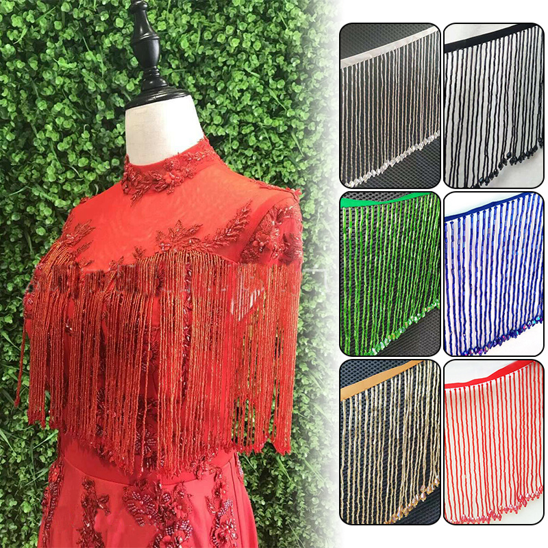 90x15cm Crystal Tassel Lace Be - Beaded Trim Fringe ulasan dan harga
