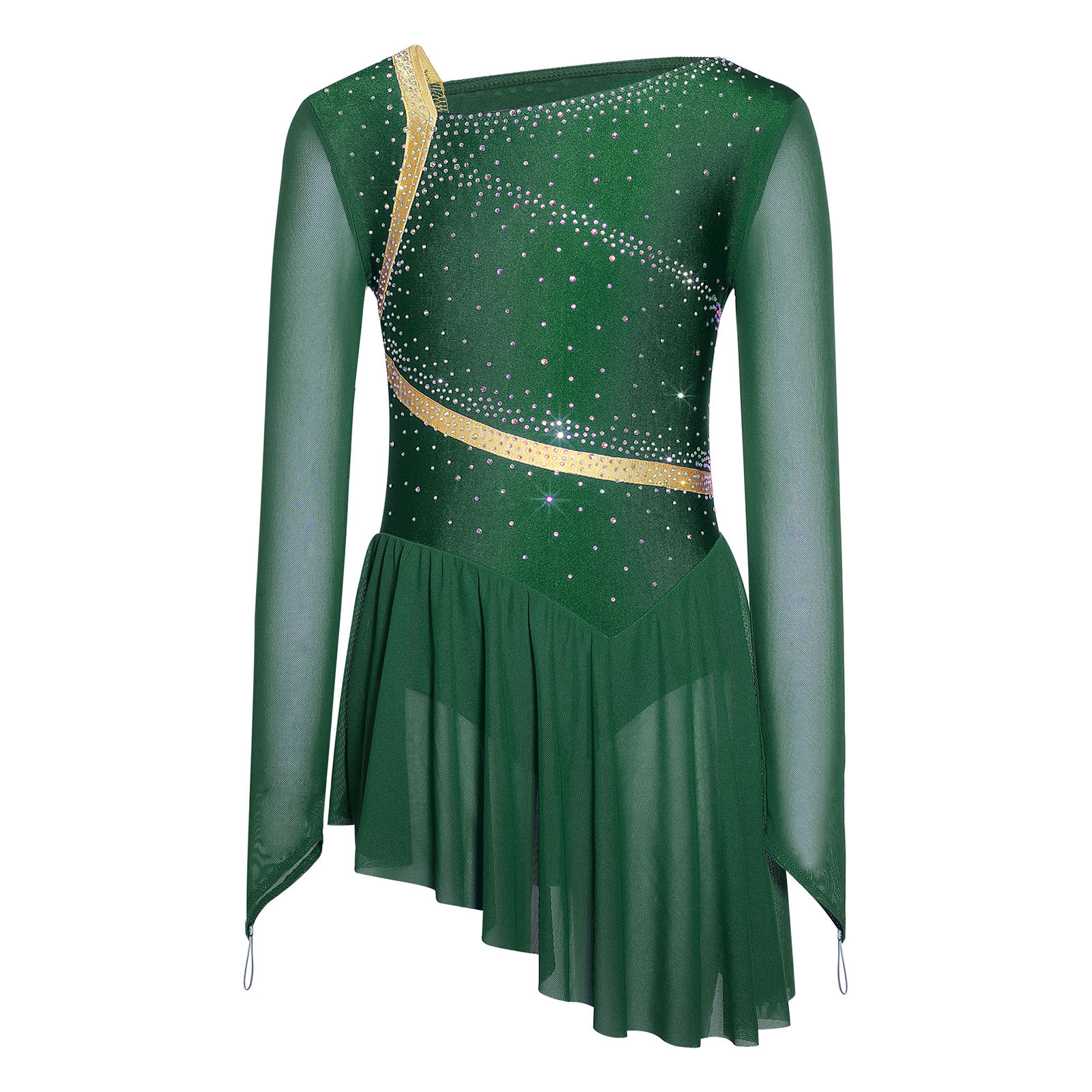 Kids Girls Figure Skating Lyri - Rhinestone Banding Trim ulasan dan harga