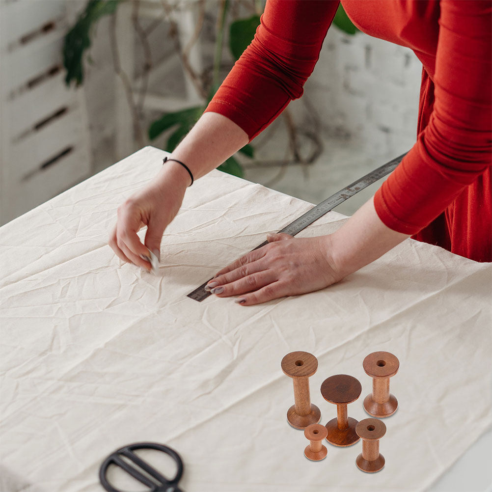 7Pcs Wooden Bobbins Set Space  - Embroidery Craft ulasan dan harga