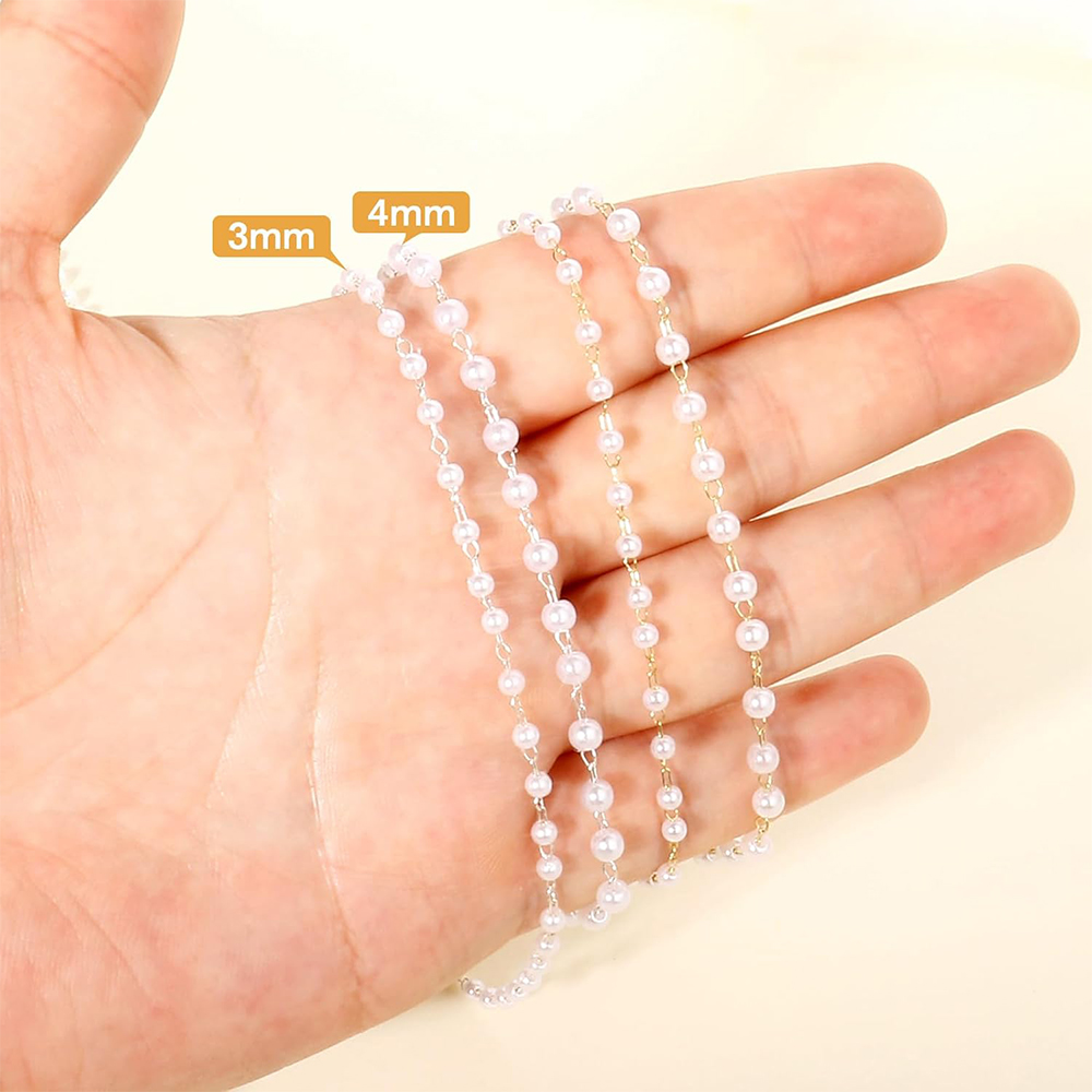 20 Meter 3/4/5/6mm Faux Pearls - Pearl Trim Chain ulasan dan harga
