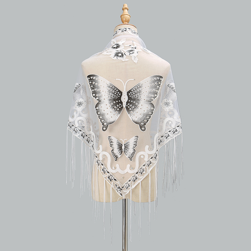 Fashion Triangle Scarf Butterf - Tassel Fringe Trim ulasan dan harga