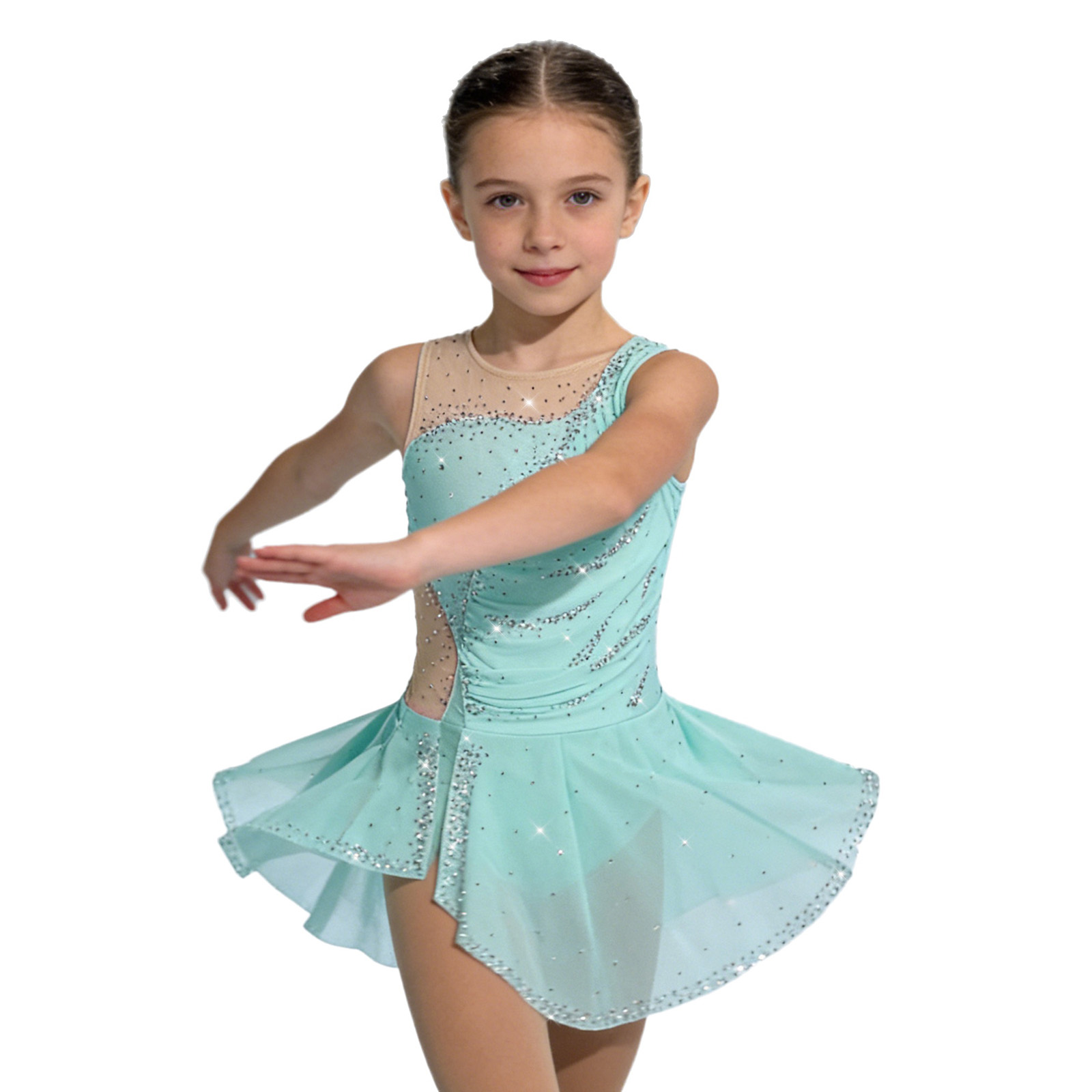 Kids Girls Figure Ice Skating  - Rhinestone Banding Trim ulasan dan harga