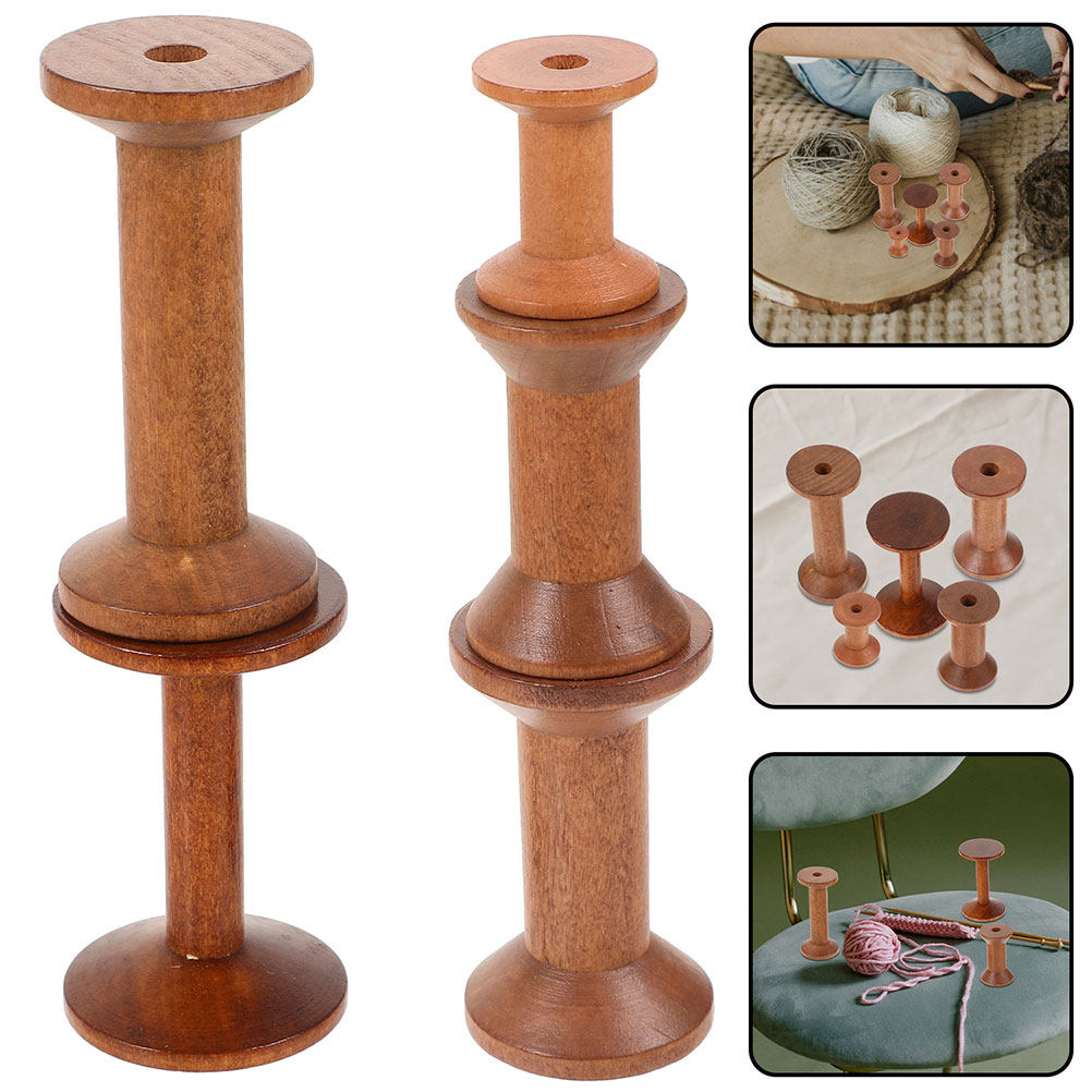 7Pcs Wooden Thread Spools Vint - Embroidery Craft ulasan dan harga
