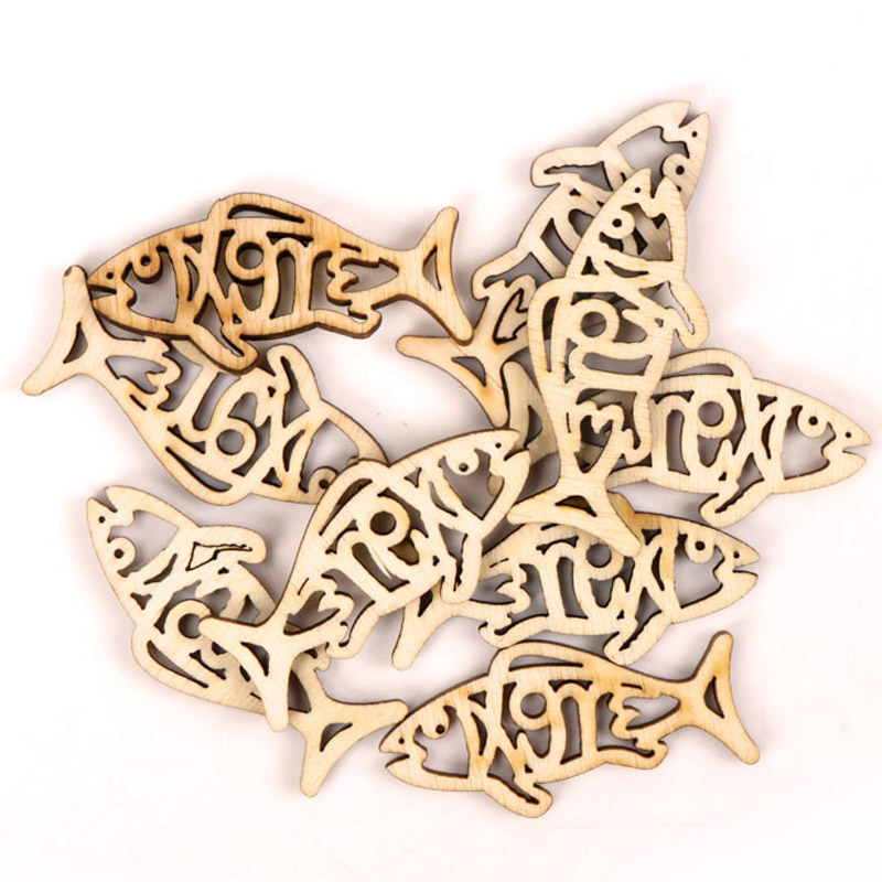 Wooden Cute Fish Shape Arts Pa - Embellishments For Scrapbooking ulasan dan harga