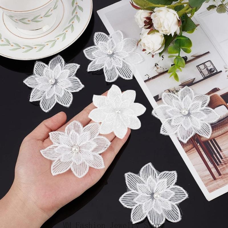 20Pack Decorative White Flower - Applique Patch Flower ulasan dan harga
