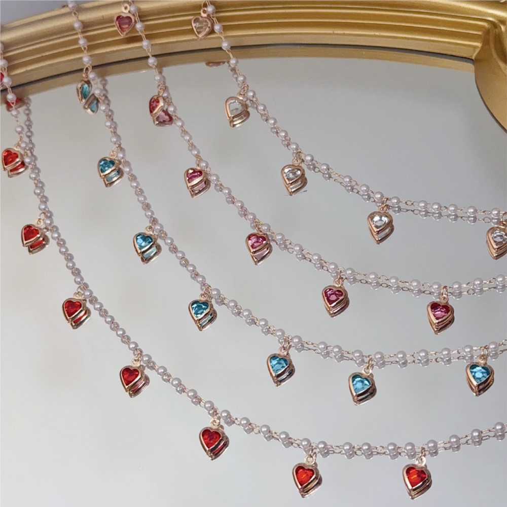0.5Meter/1Meter Pink Crystal H - Pearl Trim Chain ulasan dan harga