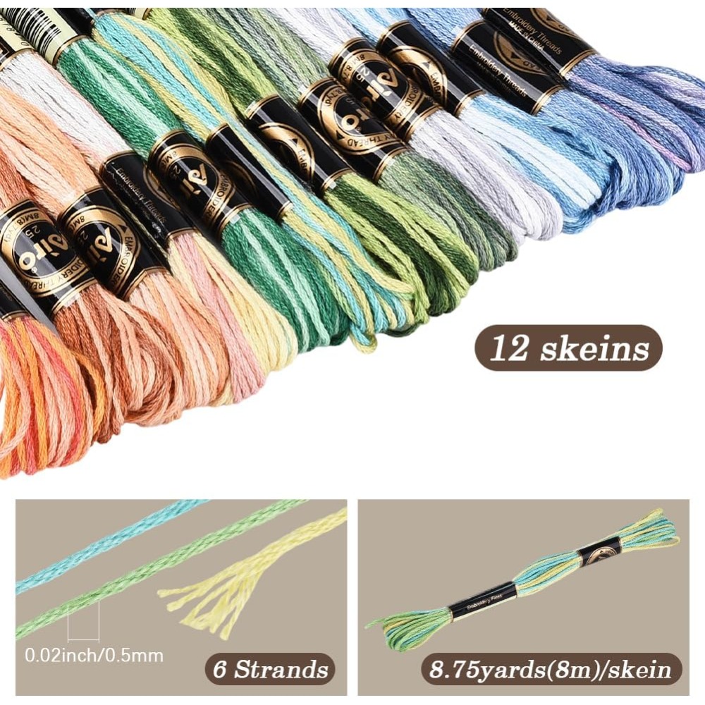 12 Skeins 105 Yards Cross Stit - Embroidery Embellishments ulasan dan harga