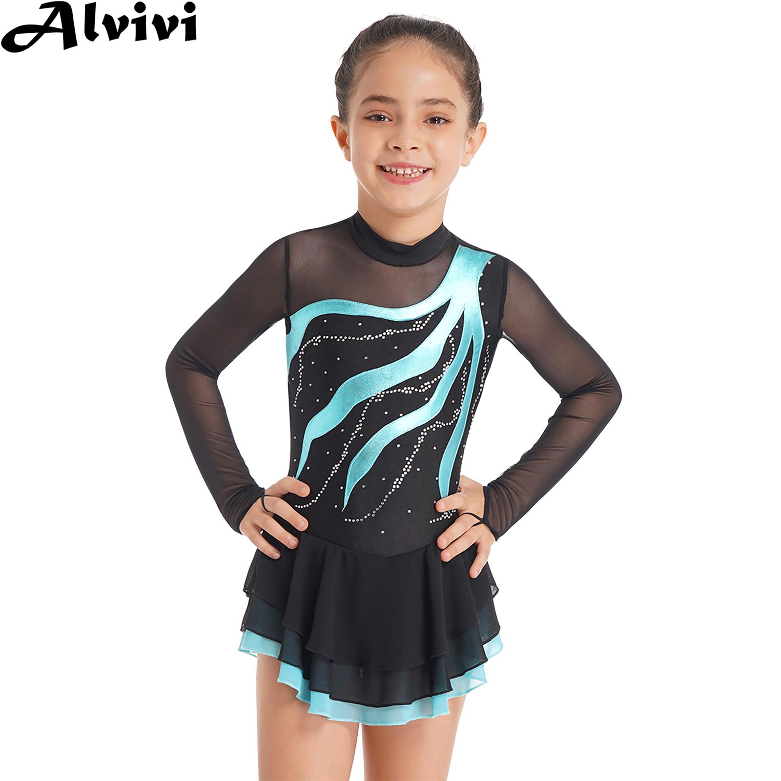 Girls Figure Ice Skating Cloth - Rhinestone Banding Trim ulasan dan harga