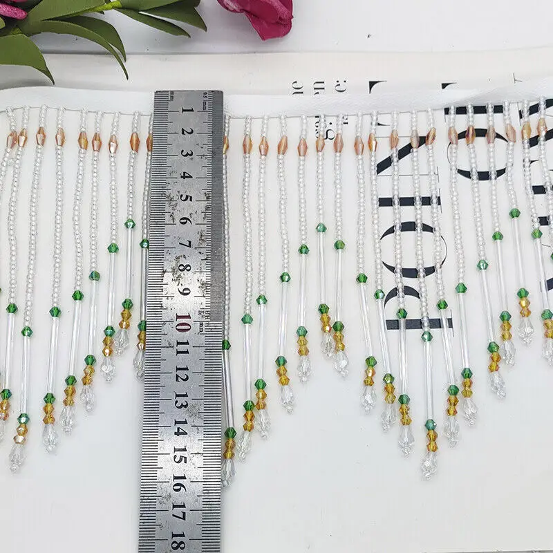Glass Tube Fringe Tassel 16cm  - Beaded Trim Fringe ulasan dan harga