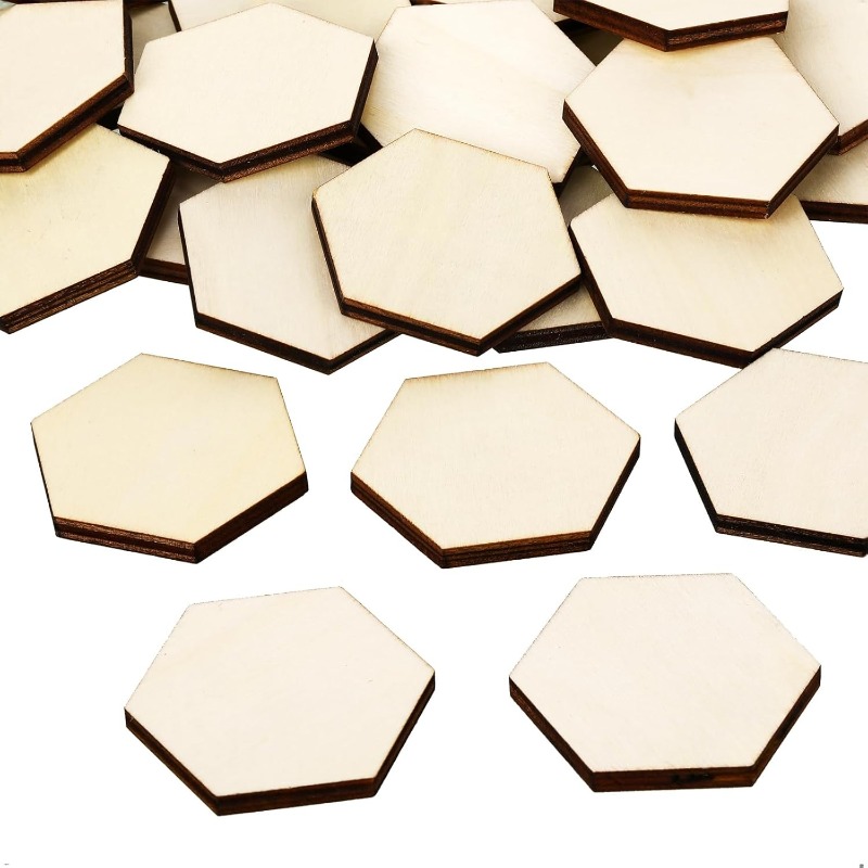 50PCS 4CM Unfinished Wood Hexa - Craft Embellishments ulasan dan harga