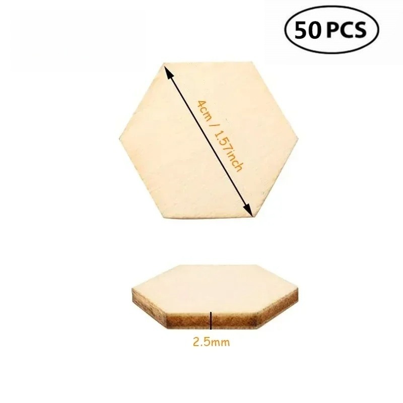 50PCS 4CM Unfinished Wood Hexa - Craft Embellishments ulasan dan harga