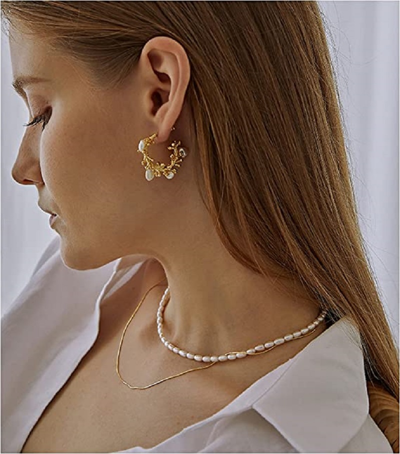 Pearl Necklace 5-7mm Oval Whit - Pearl Trim Chain ulasan dan harga