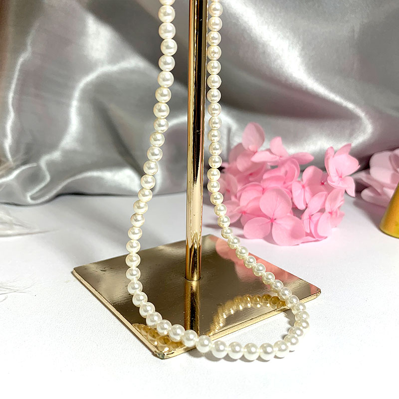 Elegant 4mm Shell Pearl Neckla - Pearl Trim Chain ulasan dan harga