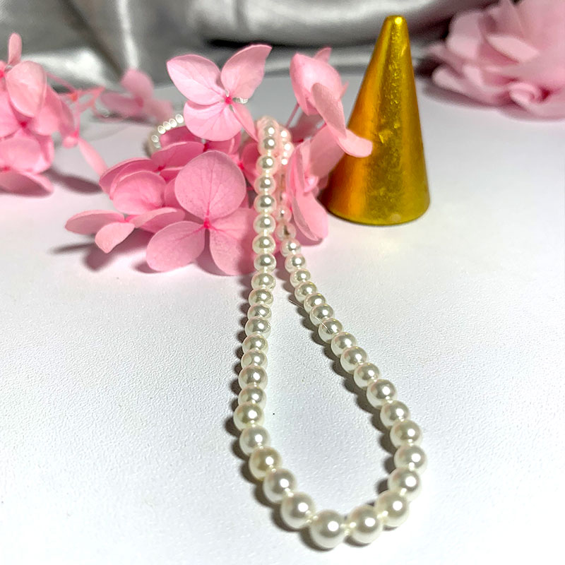 Elegant 4mm Shell Pearl Neckla - Pearl Trim Chain ulasan dan harga