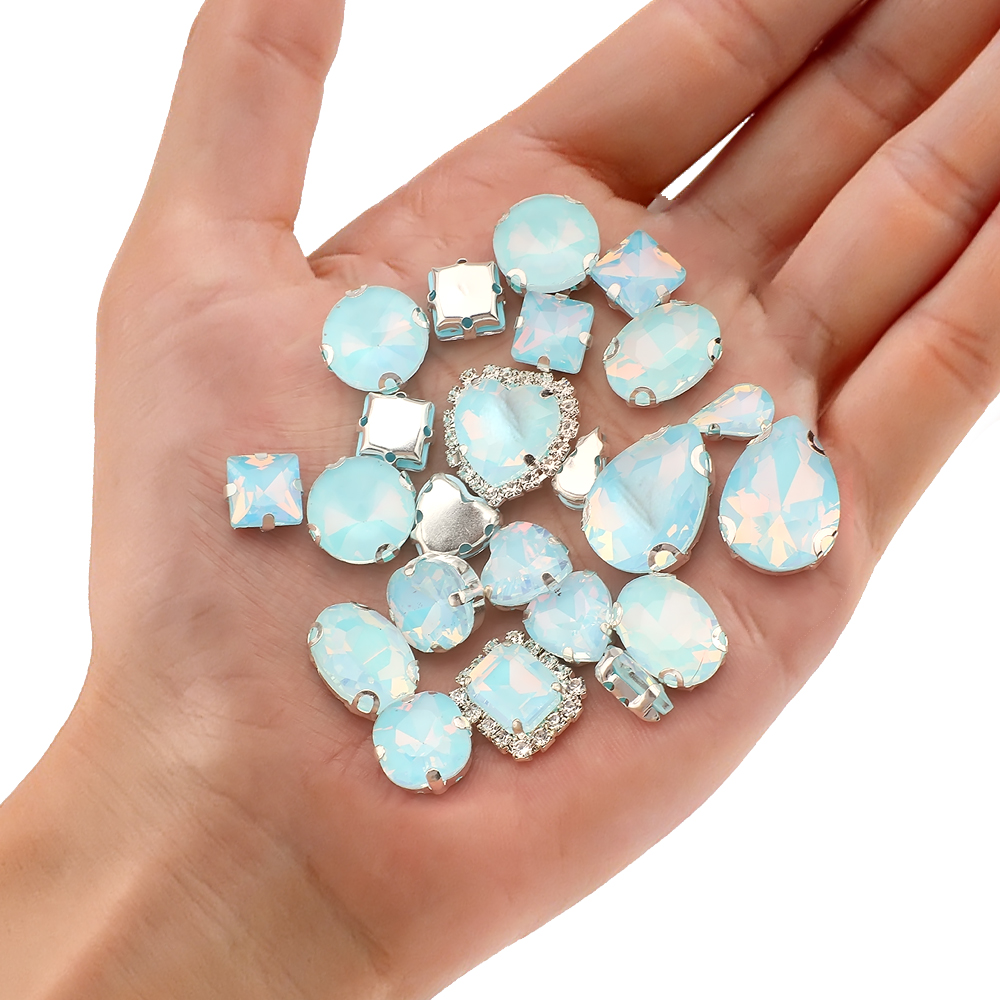 40pcs/bag Mix Shape Opal Glass - Sew On Rhinestone ulasan dan harga