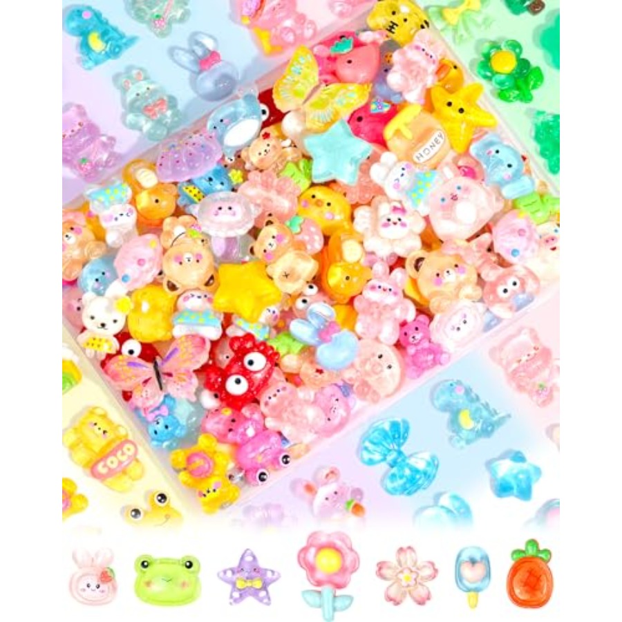 100PCS Cute Slime Charms Bulk  - Easter Craft Embellishment Set ulasan dan harga